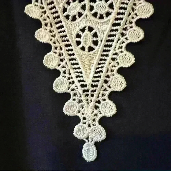 Black Ruffle Sleeved Top with Embroidered V-Neck, size XL - Picture 3 of 5